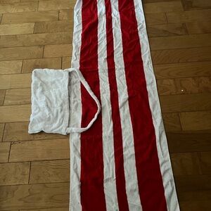 Vintage Kool-Aid Red and White Striped Beach Chair Towel with Attached Bag